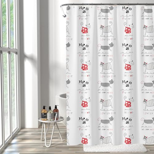Plastic Shower Liner - Premium PEVA 4G Shower Curtain Liner with Rustproof Grommets and 3 Weighted Magnets, Waterproof Shower Curtains for Bathroom (Cat) - color: Cat, size: 71"W x 71"L (Pack of 1)