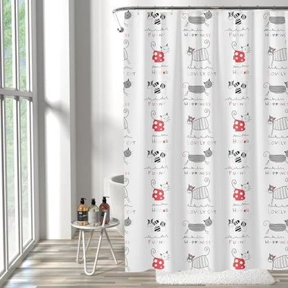 Plastic Shower Liner - Premium PEVA 4G Shower Curtain Liner with Rustproof Grommets and 3 Weighted Magnets, Waterproof Shower Curtains for Bathroom (Cat) - color: Cat, size: 71"W x 71"L (Pack of 1)