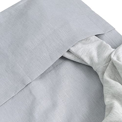 Amazhiyu Pure Linen Over The Door Laundry Hanging Hamper Bag with Bottom Zipper and Pockets Pastel Blue - color: Pastel Blue