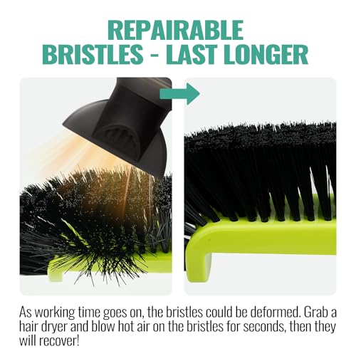 18" Pool Brush Head - Scrub Brushes, Curved Ends, Green & Black | High-Efficiency Scrub Brush for Cleaning Swimming Pool Walls, Tile, Fiberglass, Flooring and Vinyl Pools, Fits Φ1.25” Poles - color: Black