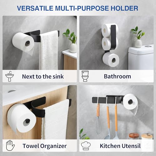 Stick On Bathroom Toilet Paper Holder Holds 2 Spare Rolls | double roll、spare roll storage、extra toilet roll holder、reserve storage