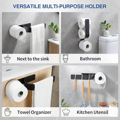 Stick On Bathroom Toilet Paper Holder Holds 2 Spare Rolls | double roll、spare roll storage、extra toilet roll holder、reserve storage