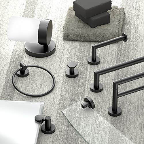 Gatco 4632MX Glam Towel Ring, Matte Black | Wall Mounted 6.5"W Towel Holder Ring for Bathroom - color: Matte Black