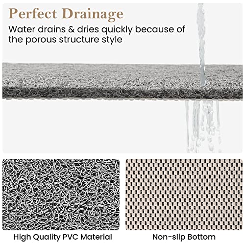 SoftDuo Shower Mat Bathtub Mat Non-Slip Soft Tub Mat | 47x16 inch,PVC Loofah Bath Mat with Drain for Tub and Bathroom,Quick Drying,Grey - color: Grey, size: 47" x 16" (Rectangular)