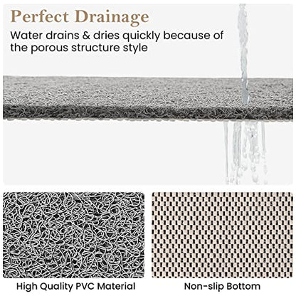 SoftDuo Shower Mat Bathtub Mat Non-Slip Soft Tub Mat | 47x16 inch,PVC Loofah Bath Mat with Drain for Tub and Bathroom,Quick Drying,Grey - color: Grey, size: 47" x 16" (Rectangular)