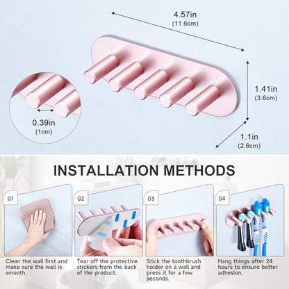 Electric Toothbrush Head Holder, Toothbrush Holders Wall Mounted, Adhesive Tooth Brush Head Holder Organiser, Electric Toothbrushs Holder, Shower Tooth Brushing Holder (Rose Gold, Large) - color: Rose Gold, size: Large