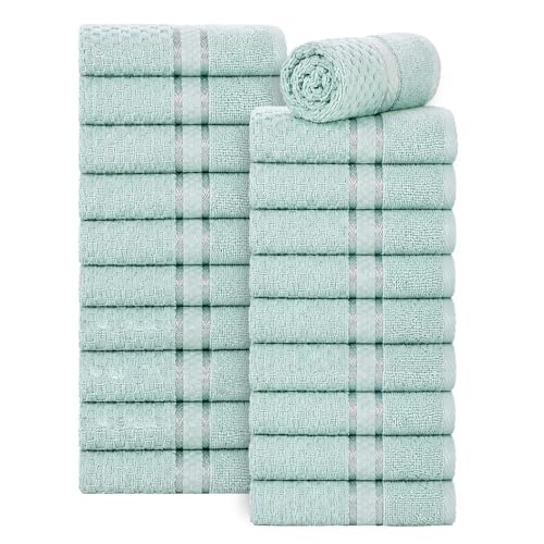 100% Cotton Washcloths 12x12 Inches, Popcorn Textured, Soft & Absorbent, Quick Dry, Set of 20, Mint Green - color: Mint Green, size: Pack of 20