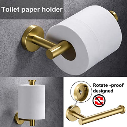 Gold Toilet Paper Holder, Towel Ring Set 2 Pieces Hand Towel Holder for Bathroom Hardware Accessories Set SUS304 Stainless Steel Sturdy Wall Mount Bathroom Holder… - color: Brushed Gold