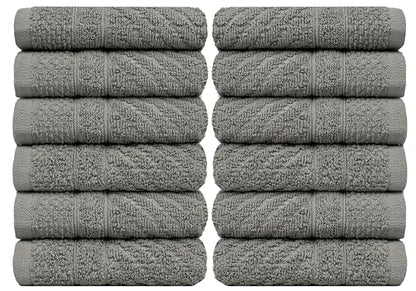 PH Pleasant Home Diagonal Wash Cloths Set - 12 Pack (12” x 12”) – 509 GSM - 100% Ring Spun Cotton Wash Cloth - Super Soft and Highly Absorbent Face Towels (Dark Grey) - color: Dark Grey, style: Diagonal