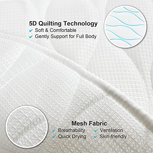 OMYSTYLE Full Body Bath Pillow, Bath Pillows for tub with Mesh Washing Bag & 21 Non-Slip Suction Cups, Spa Bathtub for Head Neck Shoulder and Back Support - 5D Air Mesh & Quick Drying - color: White
