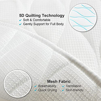 OMYSTYLE Full Body Bath Pillow, Bath Pillows for tub with Mesh Washing Bag & 21 Non-Slip Suction Cups, Spa Bathtub for Head Neck Shoulder and Back Support - 5D Air Mesh & Quick Drying - color: White