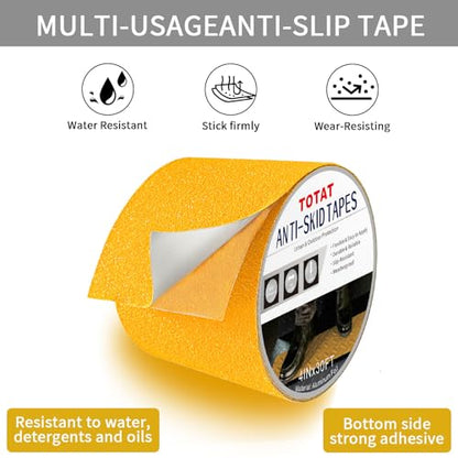 Heavy Duty Aluminum Foil Anti-Slip Tape 4" x30FT Yellow - Industrial Safety Grip for Warehouse Stairs, Pool Decks & High-Traffic Walkways - Waterproof Traction Tape - color: Yellow, size: 4 IN
