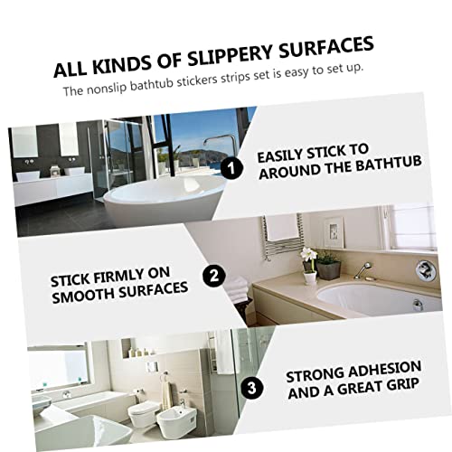 OUNONA 1set Non Slip Bathroom Skid Sticker Strips Self Adhesive Slip Stripes for Showers Bathtubs Stairs and Pools Easy Installation and Use 20pcs