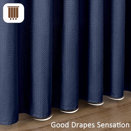 Navy Blue Fabric Shower Curtain 78 Inch Length 1 Piece, Embossed Textured Waffle Cloth Shower Curtains for Bathroom Modern Hotel Spa, Water Resistant Machine Washable, 72Wx78L Inches - color: Navy Blue, size: 72"W x 78"L (Pack of 1)