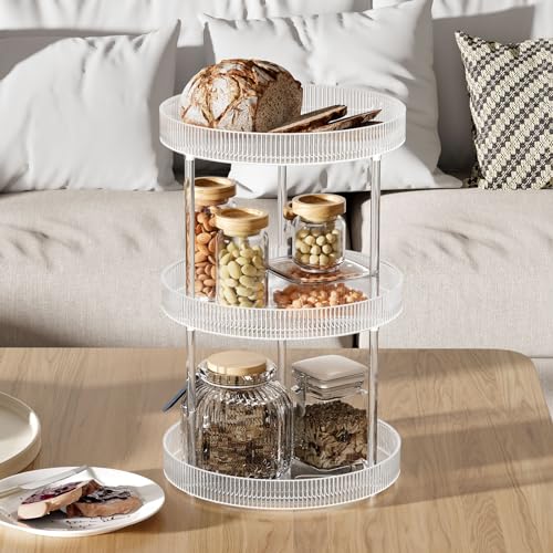 Acina 2-Tier Bathroom Countertop Organizer: 360° Clear Lazy Susan Rotating Storage Tray - Spinning Perfume Cosmetics Vanity Shelf for Bathroom Cabinet, Kitchen (Large) - size: 2 Tier / 10.6Inch