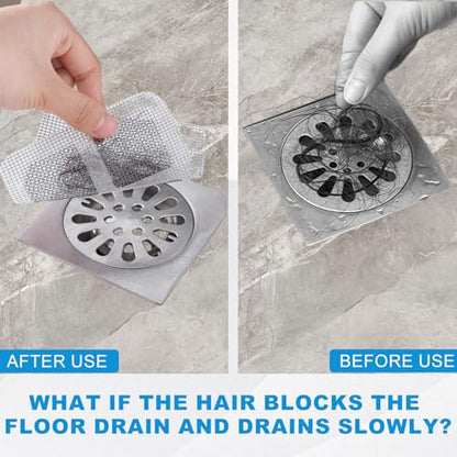 50Pcs Disposable Shower Drain Cover Hair Catcher, Disposable Floor Drain Sticker, Suit Sewer Filter Screen, Bathroom, Bathtub, Kitchen, Sink Floor Stickers