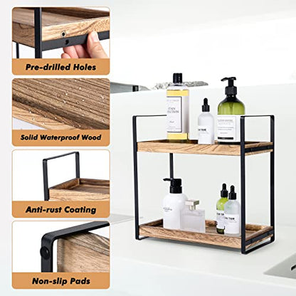 Giftacity Bathroom Counter Organizer and Storage - Kitchen Countertop Organizer for Bathroom Sink and Coffee Bar, 2-Tier Vanity Counter Tray Shelf for Restroom Decor