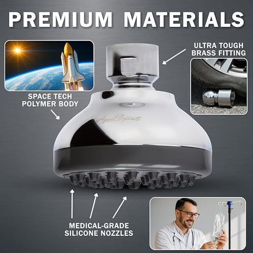 Aqua Elegante Pressure Boosting Shower Head - 1.8 GPM - Polished Chrome | 3 Inch Wall Mount, Water Saving Showerhead, Best For Low Flow Showers With Anti-Clog Nozzles & Adjustable Brass Fitting - color: Polished Chrome, size: 1.8 GPM