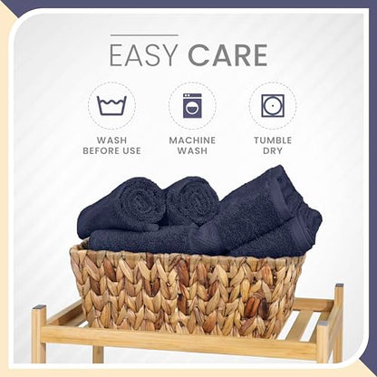 Martex 6-Piece 100% Ringspun Cotton Towel Set, Dark Blue | Quick Dry, Super Absorbent & Soft, Lightweight, 2 Bath, 2 Hand, 2 Wash Cloths - color: Dark Blue