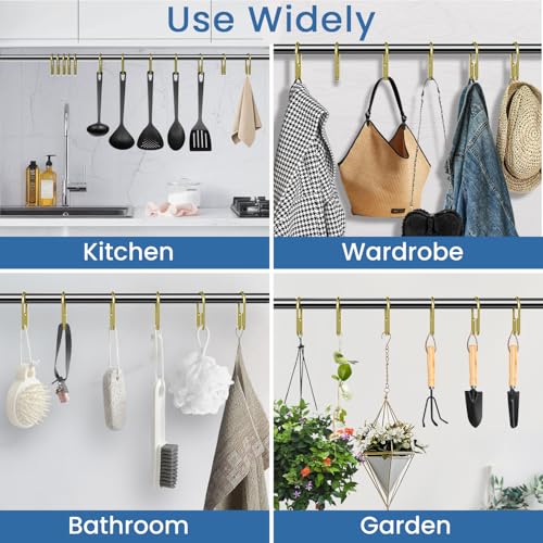 Gold Shower Curtain Hooks Rings ，Double Sided Shower Curtain Rings Rust Proof，12 pcs Shower Hooks for Inside Shower，Smooth Sliding Anti-Drop Double Shower Rings for Curtain (Gold) - color: Gold