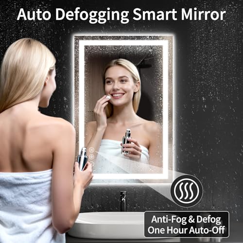 24"x36" LED Bathroom Mirror with Lights, Dimmable, Anti-Fog, Lighted Bathroom Vanity Mirror for Wall, Backlit + Front Lit, Memory Function, Shatter-Proof, Tempered Glass - size: 36"L x 24"W