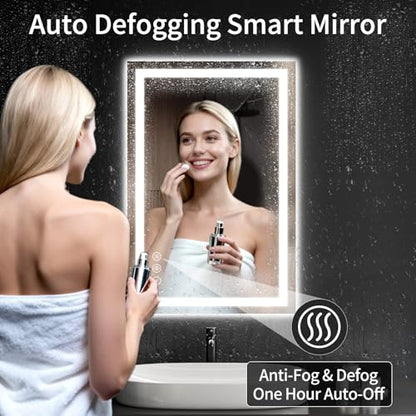24"x36" LED Bathroom Mirror with Lights, Dimmable, Anti-Fog, Lighted Bathroom Vanity Mirror for Wall, Backlit + Front Lit, Memory Function, Shatter-Proof, Tempered Glass - size: 36"L x 24"W