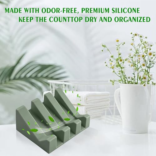 Soap Dish Holder for Shower with Suction Cup, Silicone Soap Holder & Saver Self-Draining Bar Soap Dish Keeps Soap Dry for Bathroom, Kitchen, Bathtub (Green,1-Pack) - color: Green,1-pack