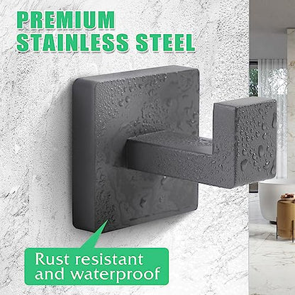 Heavy Duty 33 Lbs Stainless Steel Towel Hooks, Wall Mounted Square Robe Hooks for Bathroom, Kitchen, Bedroom, Hotel 2 Pack Grey - color: Gray