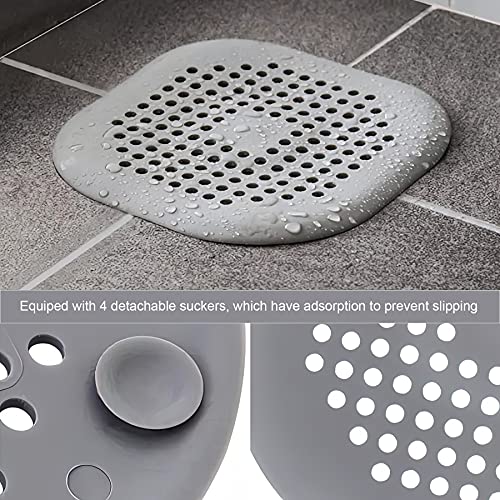 2 Pieces Shower Drain Hair Catcher Bathtub Stopper Home Drain Protectors Drain Cover with Sucker Water Trap Sink Cover for Bathroom Bathtub and Kitchen (Grey,Grey) - color: Grey,grey