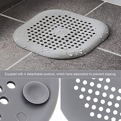 2 Pieces Shower Drain Hair Catcher Bathtub Stopper Home Drain Protectors Drain Cover with Sucker Water Trap Sink Cover for Bathroom Bathtub and Kitchen (Grey,Grey) - color: Grey,grey