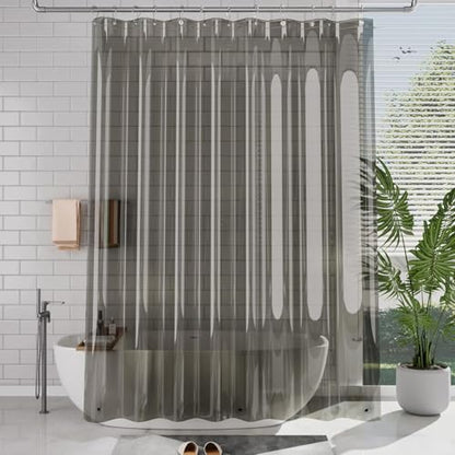 Clear Heavyweight PEVA Shower Curtain Liner, Waterproof Shower Liner Rustproof Metal Grommets with Weighted Magnetic Hem, BPA-Free, 72 x 72 Inches Clear Grey
