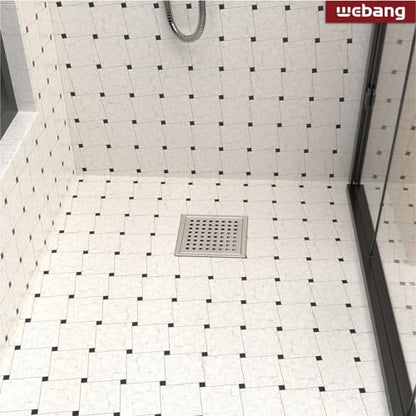 6 Inch Square Shower Floor Drain with Flange,Quadrato Pattern Grate Removable,Food-Grade SUS 304 Stainless Steel,Watermark&CUPC Certified,Brushed Nickel - color: Brushed Nickel, size: 6 Inch
