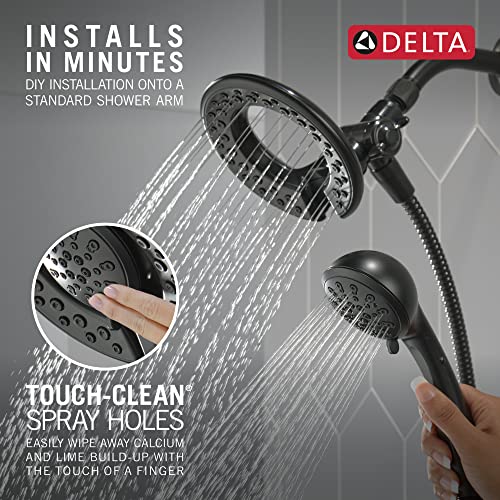 Delta 4-Setting In2ition 2-in-1 Dual Shower Head with HandHeld Spray, Matte Black Detachable Shower Head with Hose, Showerhead, 1.75 GPM Flow Rate, Matte Black 75486CBL - color: Matte Black