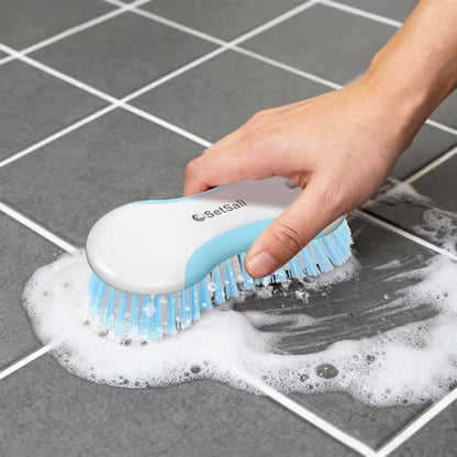 SetSail Multi-Purpose Scrub Brush of 2 Pack, Blue | Stiff Bristles Cleaning Brush with Non-Slip Grip Heavy Duty Scrub Brushes for Cleaning Bathroom Kitchen Tile Bathtub Sink - color: Blue