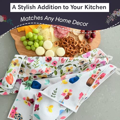 Double-Sided Microfiber Hand Towels, Waffle Kitchen Towels Set for Home Use | 2 Towels, 17x27 Inches, Durable & Soft, Fast Drying, Hand Wash Cloth and Dishcloth, Petal Lane/Posey, Home Use Towel Set Pack - color: Petal Lane/Posey, size: Double sided Hand
