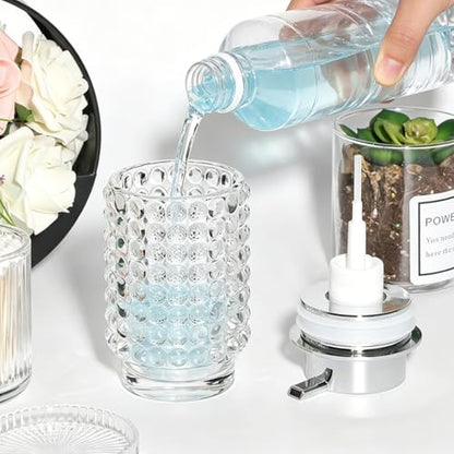 Foaming Soap Dispenser, Clear Glass Foam Soap Dispenser with Silver Pump, 12 Oz Refillable Bathroom Lotion Container Pump Bottle for Bathroom Kitchen Countertop - color: Transparent and Silver