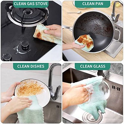 Bessrung 20 Pack Kitchen Dish Cloths Absorbent Microfiber Cleaning Cloth | Dish Towels for Kitchen, Car, Bathroom Cleaning, Reusable Nonstick Oil Fast Drying Washcloths(Grey & Green) - color: Green