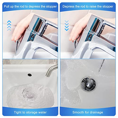 Enhon 2 Hole Pop Up Stoppers, Chrome Bathroom Sink Stopper fits Most Pop Up Drain Design, 4-1/2 Inch Tall, 1-3/8 Inch Cap Diameter, with Gasket Seal, Compatible with PF WaterWorks PF0240 (3 Pack)