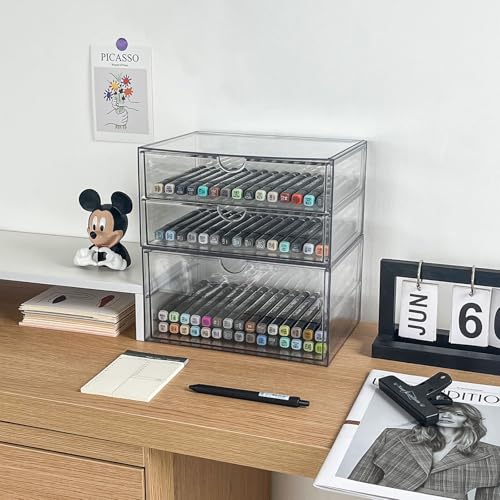 Clear Desk Drawer Organizer, 2 Pack, 3 Drawers - size: 3 Drawers