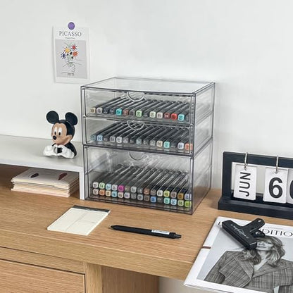 Clear Desk Drawer Organizer, 2 Pack, 3 Drawers - size: 3 Drawers