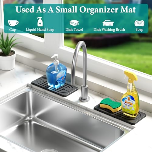 Water Absorbing Stone Tray, Quick Drying Diatomite Bathroom Tray Countertop, Stone Drying Mat for Kitchen Counter, Soap Dish Dispenser Vanity Organizer, Dark Grey-A-8.3" x 4" - color: 8.3" X 4"-dark Grey-a