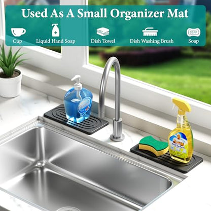 Water Absorbing Stone Tray, Quick Drying Diatomite Bathroom Tray Countertop, Stone Drying Mat for Kitchen Counter, Soap Dish Dispenser Vanity Organizer, Dark Grey-A-8.3" x 4" - color: 8.3" X 4"-dark Grey-a
