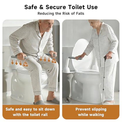 Toilet Safety Rails for Seniors, Super Heavy Duty Handicap Toilet Rails with Foldable Handles, Toilet Safety Frame Rails with Arms for Disabled Pregnant, Toilet Assistance for Elderly