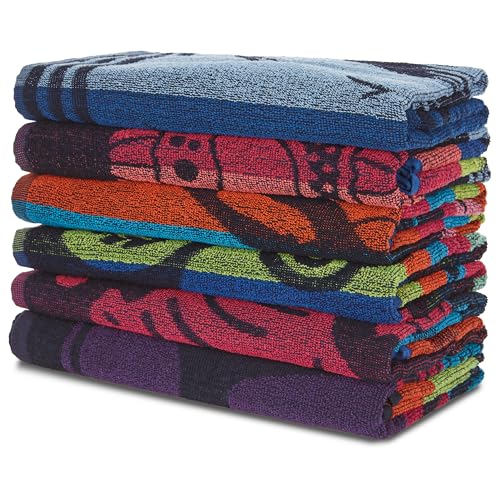 Cotton Beach Towels- Hammam Classic Pool Towel 30 x 60 Inches Oversized Soft Beach Towels for Adults - Luxury Bath Towels - Summer Gifts Accessories - Pack of 6 - color: Coffee