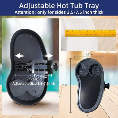 Hot Tub Tray Table with Adjustable Drink Holders, Spa Cup Holder, Durable Portable Accessory