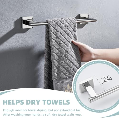 Suyar Bathroom Accessories Set Polished Chrome, Bathroom Hardware Set | Include Robe Hook, Toilet Paper Holder, Hand Towel Holder, Towel Bar, SUS304 Stainless Steel, Wall Mounted - color: Polished Chrome