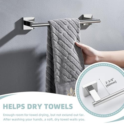 Suyar Bathroom Accessories Set Polished Chrome, Bathroom Hardware Set | Include Robe Hook, Toilet Paper Holder, Hand Towel Holder, Towel Bar, SUS304 Stainless Steel, Wall Mounted - color: Polished Chrome