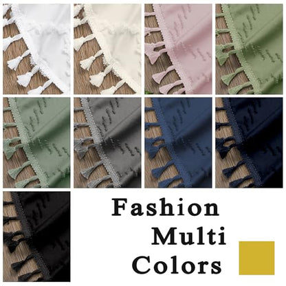 Small Boho Stall Shower Curtain, Light Green Fabric Cloth Stall Shower Curtain 36 x 72 Half Size with Tassel Tufted Chevron Striped Textured Modern Farmhouse for Bathroom, Machine Washable - color: Light Green, size: 36"W x 72"L (Pack of 1)