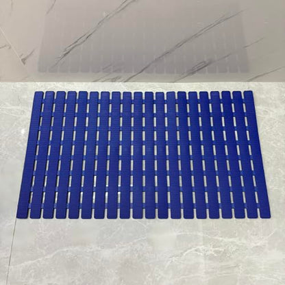 BEMISO Shower Mat Non Slip Bathtub Mat 27.5 x 15.7 Inch Bath Mat for Tub | Suction Cups,Drain Holes,Easy Dry,Easy to Cut,Eco-Friendly - color: Navy Blue, size: 27.5 x 15.7 inches