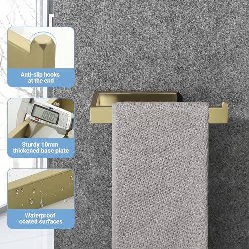 Sayayo Brushed Gold Hand Towel Holder, Towel Bar for Bathroom Wall 10 Inch | SUS304 Stainless Steel Towel Ring, Kitchen Towel Rack Modern Square - color: Brushed Gold